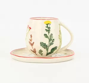 Floral Crackle Glaze Cup&Saucer