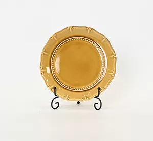 Milk coffee yellow Curly Leaf Emboss Plate