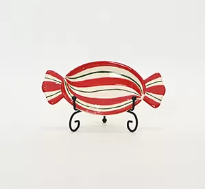 Candy series Striped Candy Plate - red