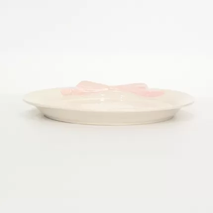 Bow Plate-cream pink