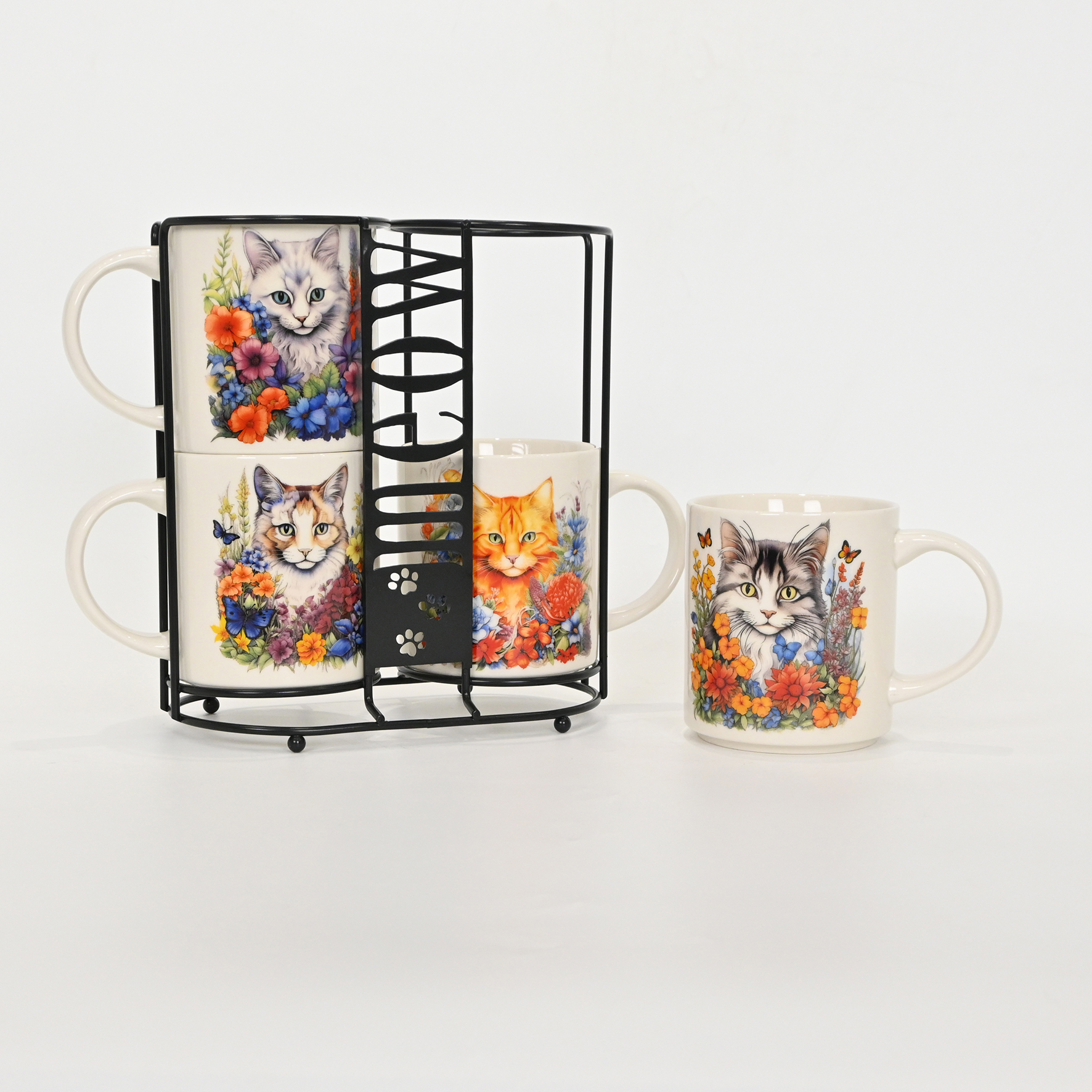 B137197-2325F  Floral Cat Mug