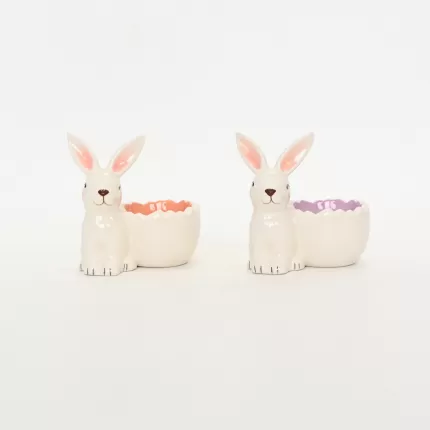 Bunny Egg Cup-orange pink