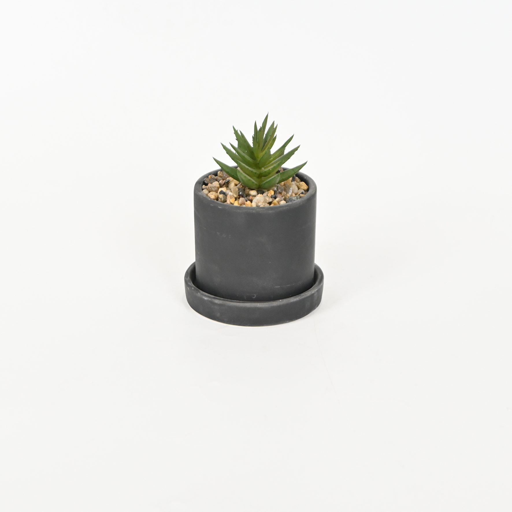 Artificial Succulent Pot with Tray-black
