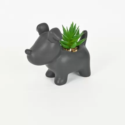 Little Dog Succulent Ornament-black