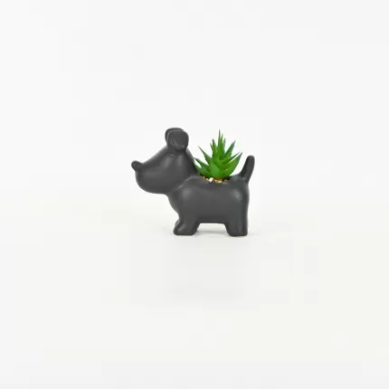 Little Dog Succulent Ornament-black