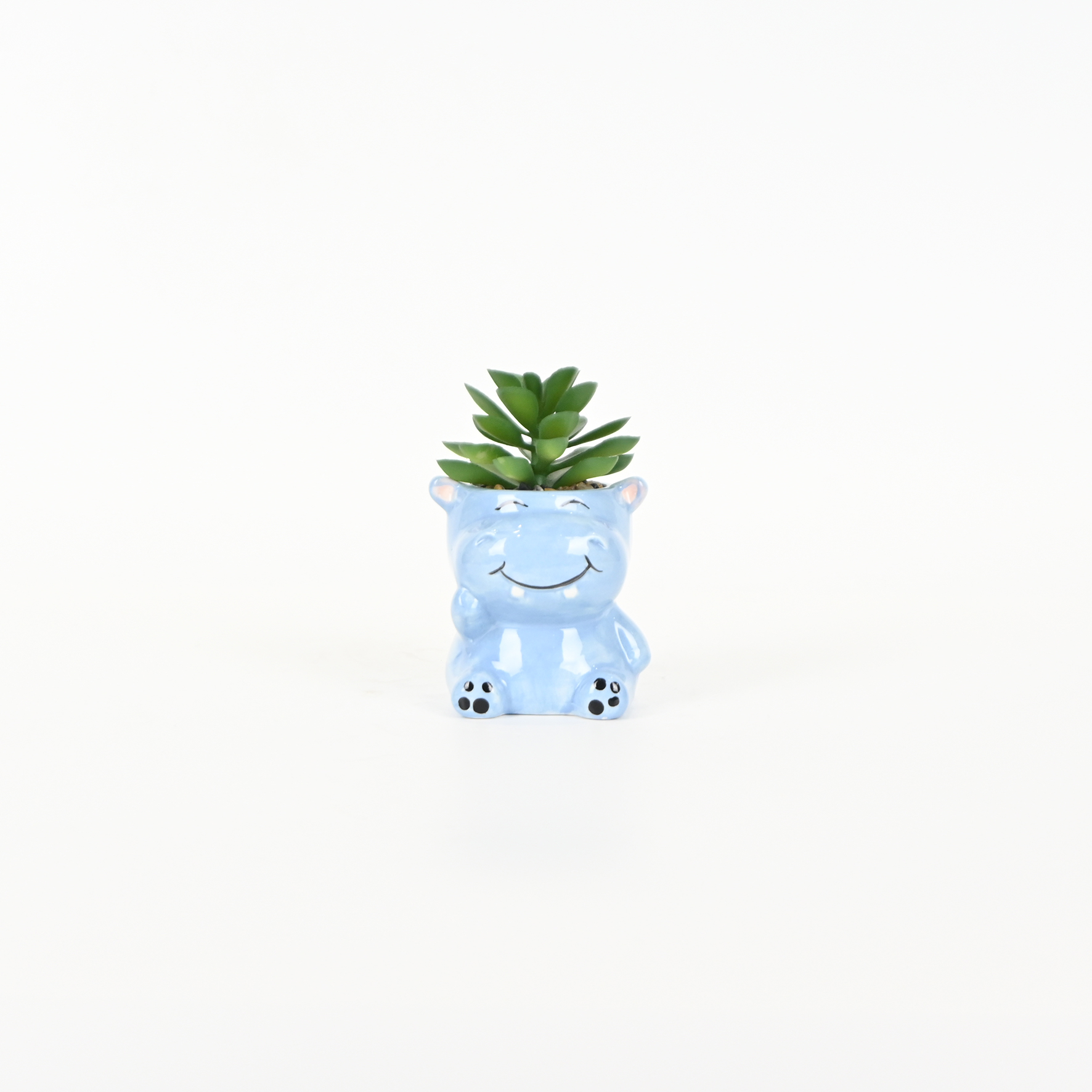 Hippopotamus Succulent Ornament-sky blue
