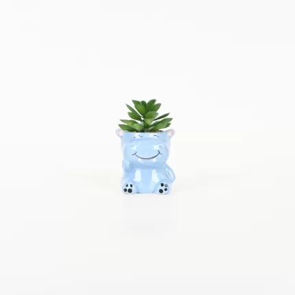 Hippopotamus Succulent Ornament-sky blue