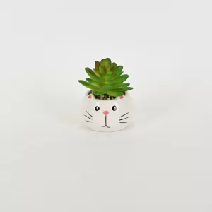 Little Cat Succulent Ornament-white