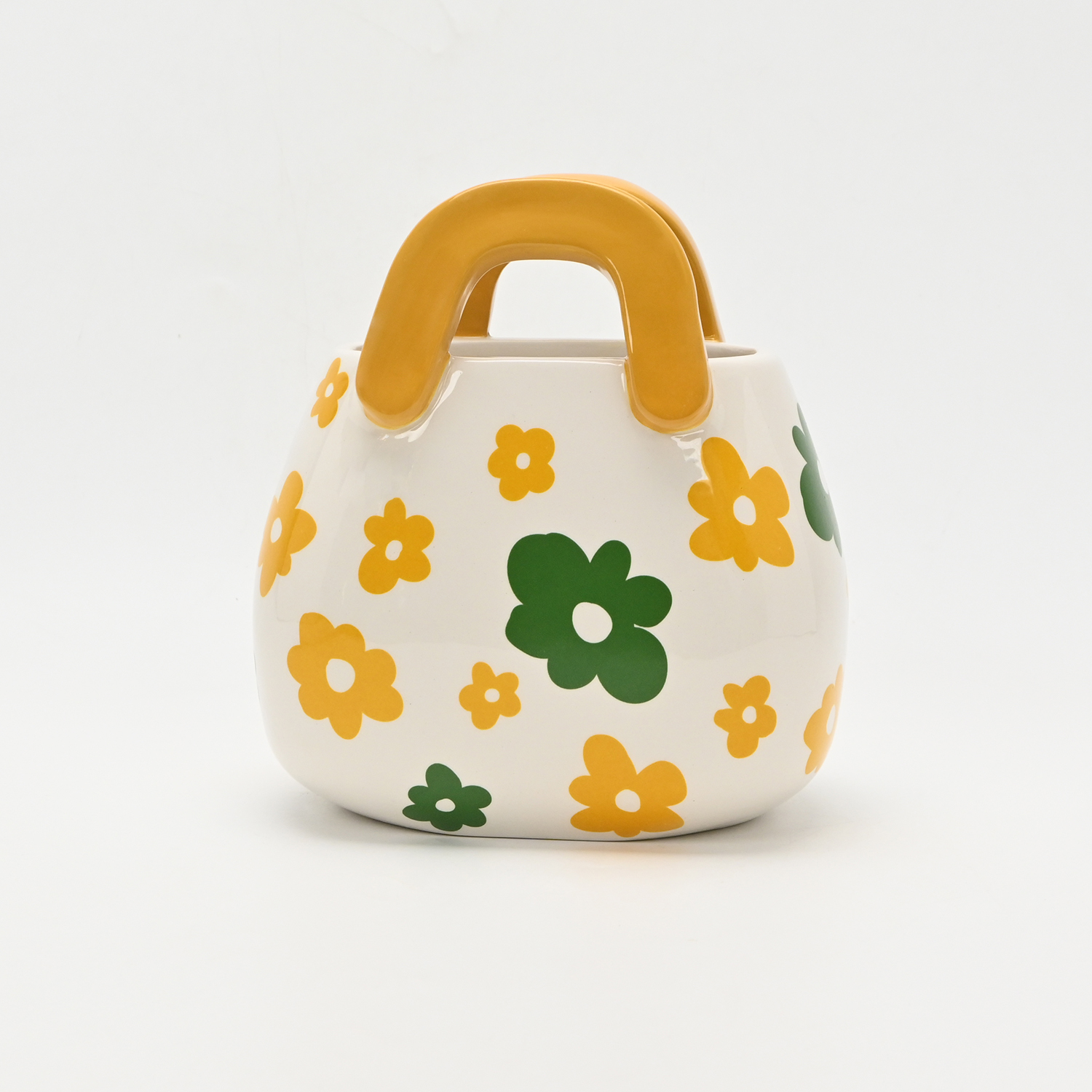 Flower Handle Vase-yellow&green