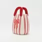 Stripe Bow Handle Vase-red&pink