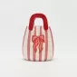 Stripe Bow Handle Vase-red&pink