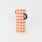 Checkerboard Handle Vase-orange&blue