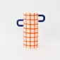 Checkerboard Handle Vase-orange&blue