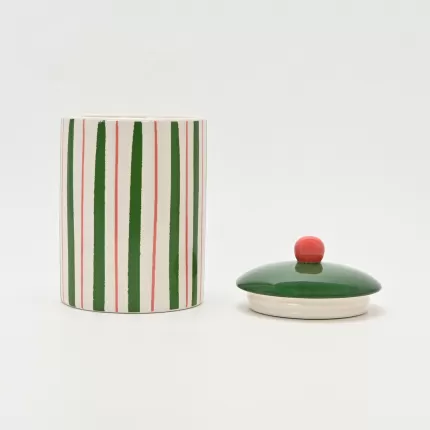 Vertical Stripe Jar-red&green