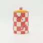 Checkerboard Heart Bow Jar-yellow&pink