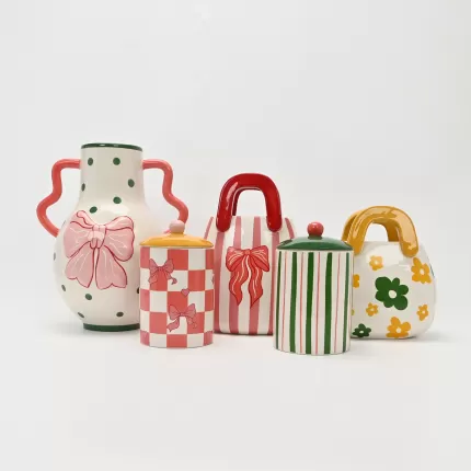 Flower Handle Vase-yellow&green