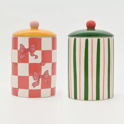 Vertical Stripe Jar-red&green