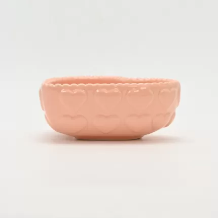 Heart Embossed Bowl-cream pink