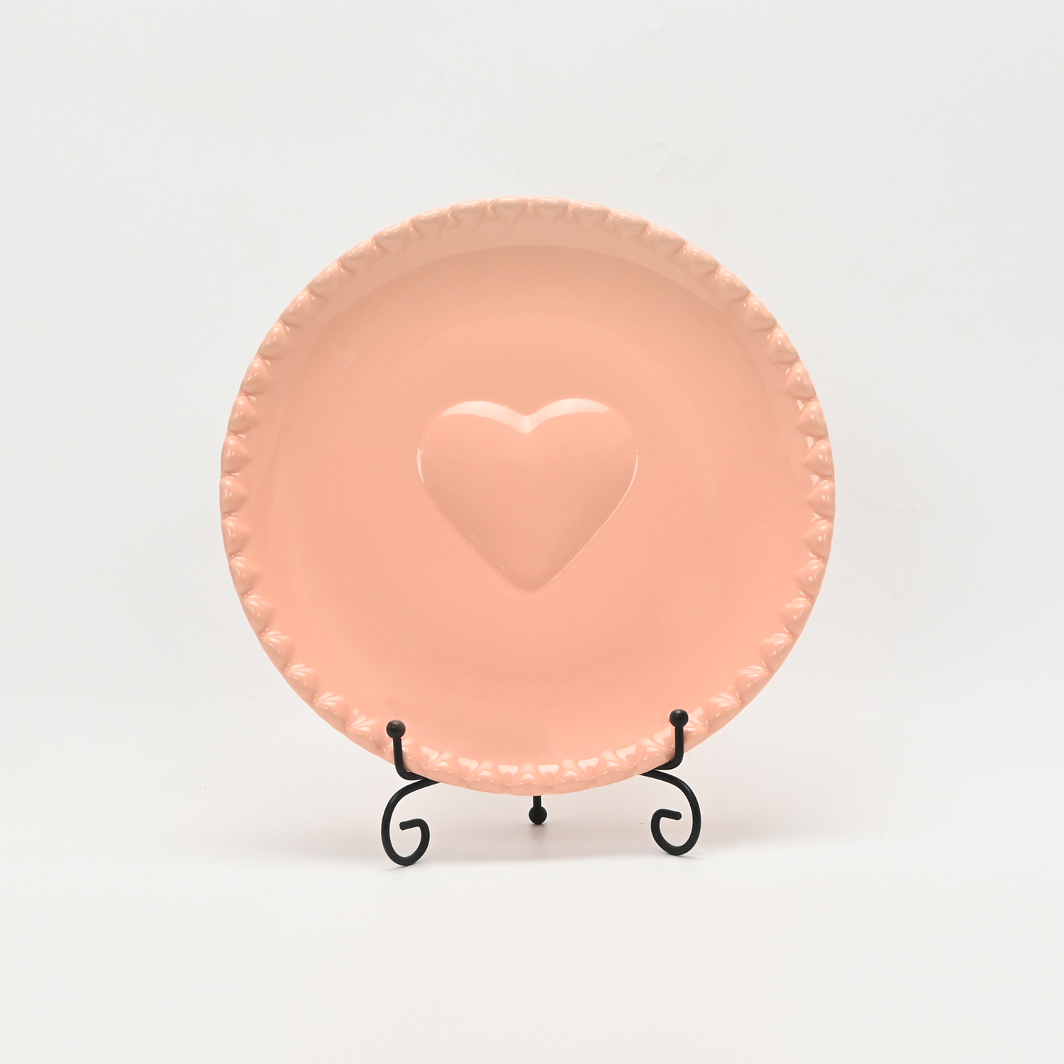 Heart Embossed Plate-cream pink