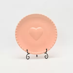 Heart Embossed Plate-cream pink