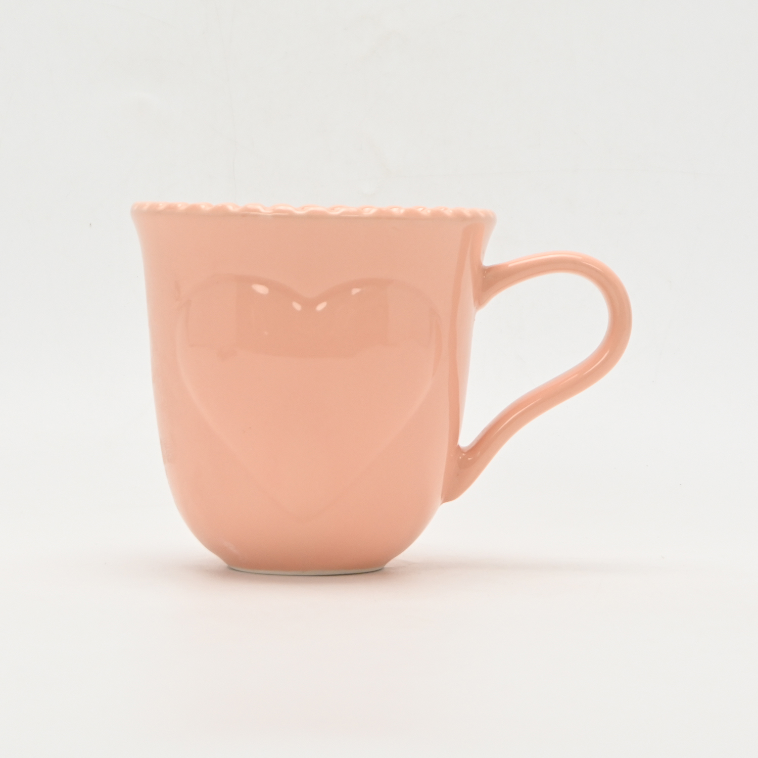 Heart Embossed Mug-cream pink