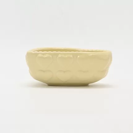 Heart Embossed Bowl-cream yellow