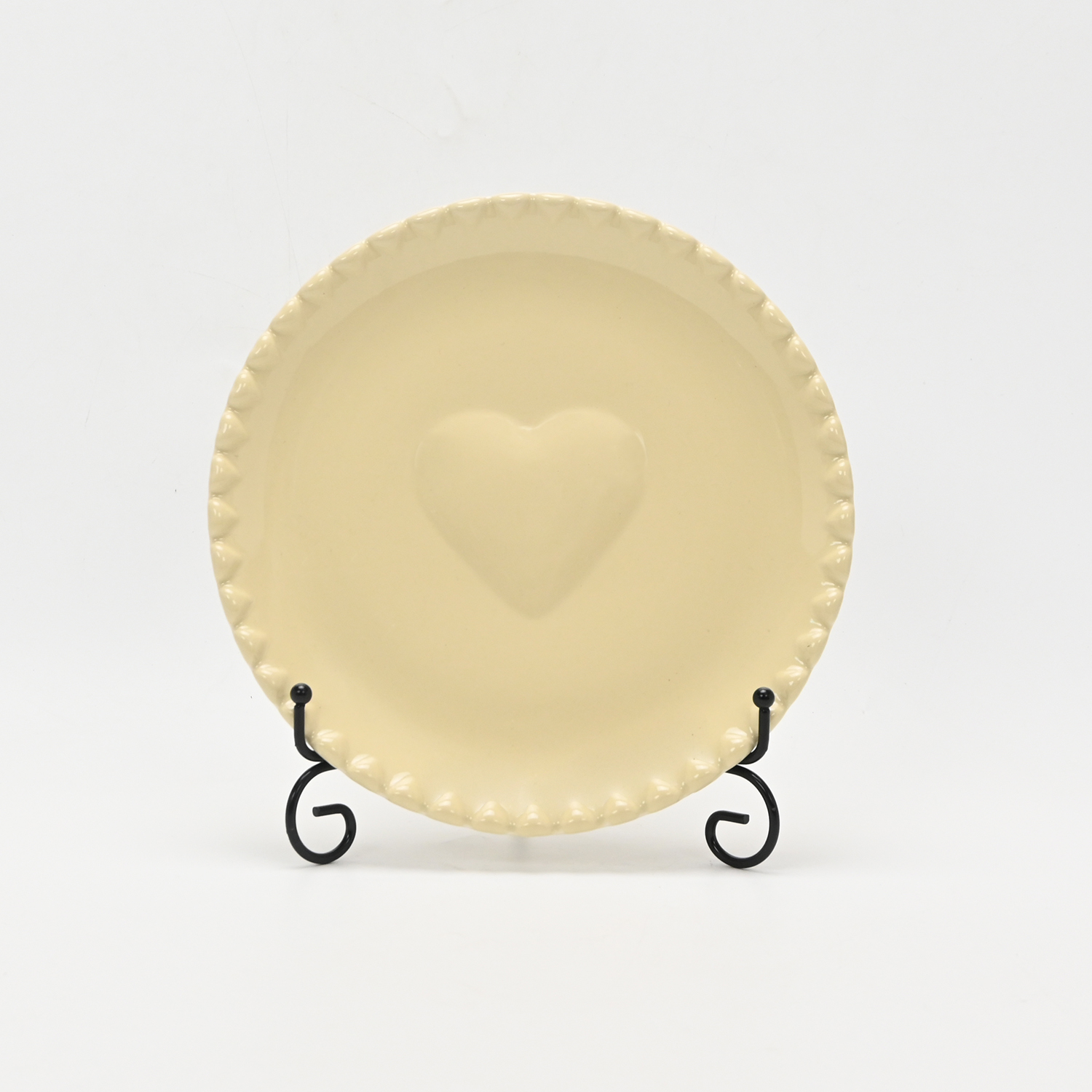 Heart Embossed Plate-cream yellow