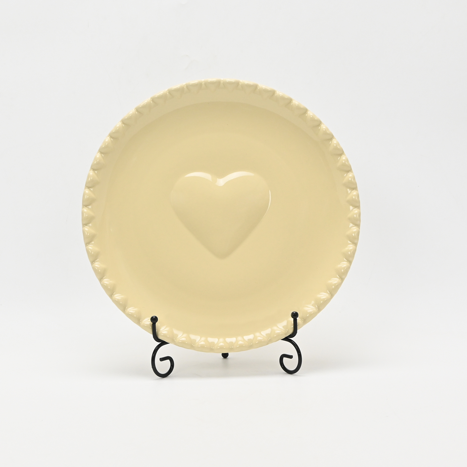 Heart Embossed Plate-cream yellow