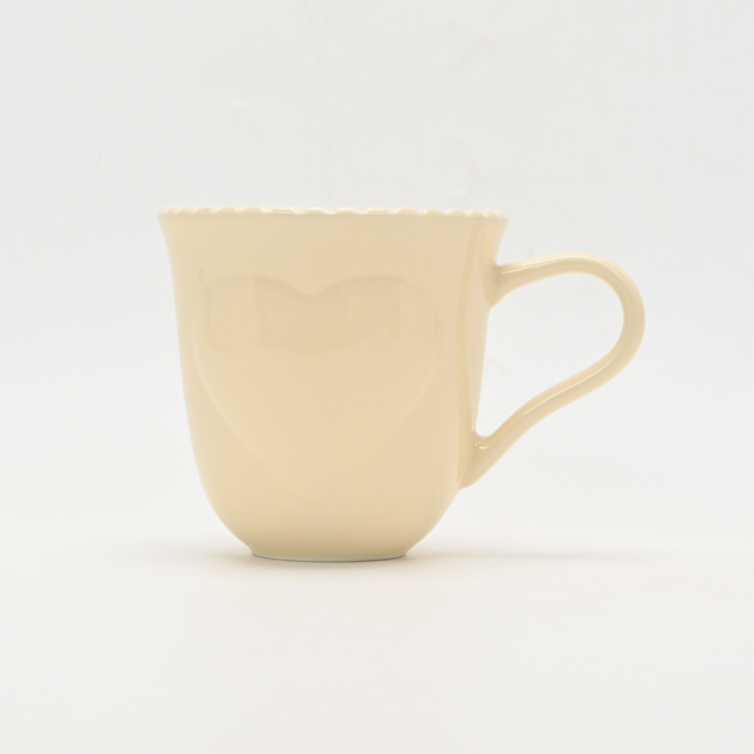 Heart Embossed Mug-cream yellow