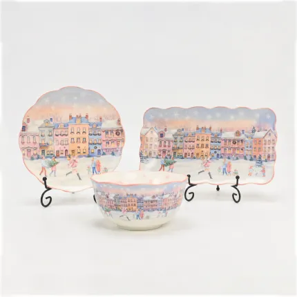 Pastel Christmas Village Bowl