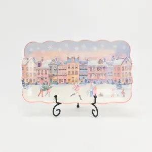 Pastel Christmas Village Plate