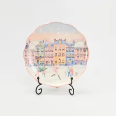 Pastel Christmas Village Plate