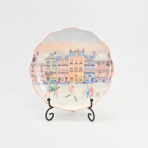 Pastel Christmas Village Plate